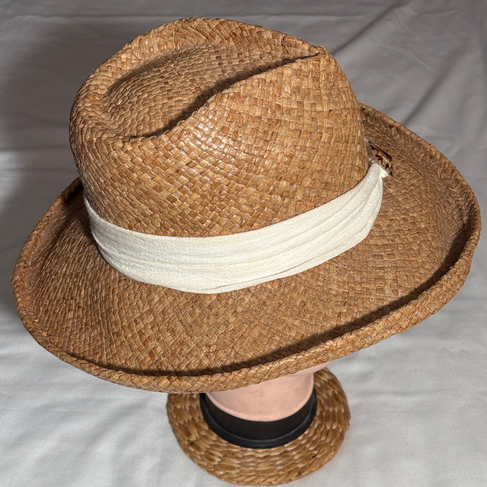 Shady Brady Brown Straw Hat with Cream Band - Picture 4 of 11
